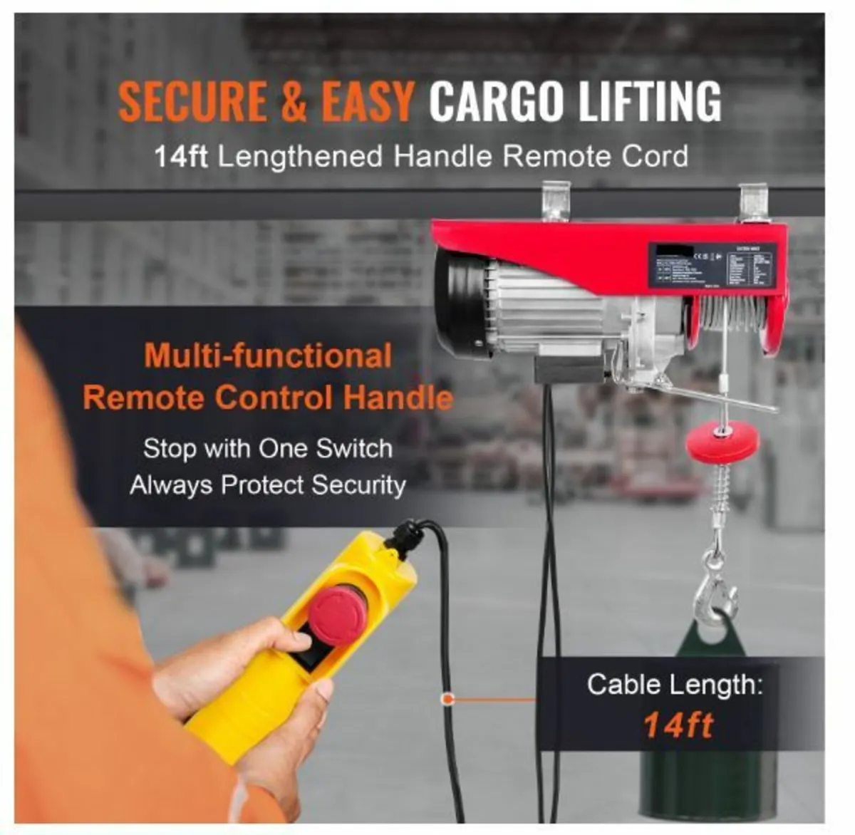 Electric Hoist, 1320 lbs Lifting Capacity, 1150W 2 - Image 3