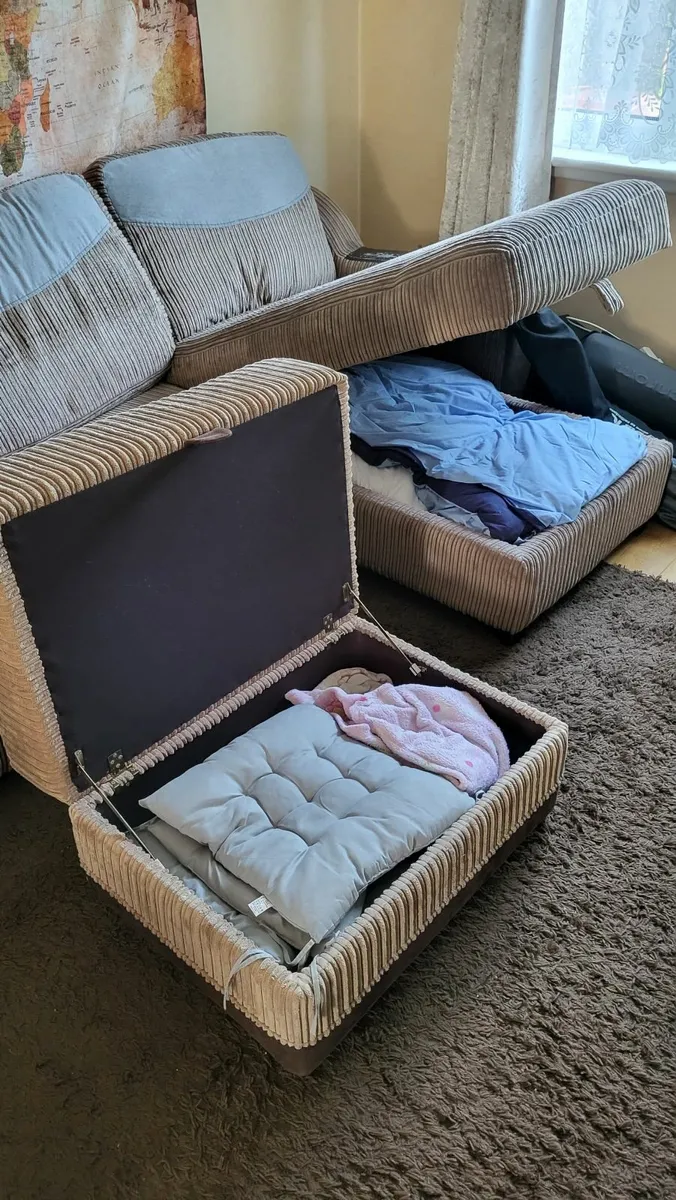 3 Seater storage sofa bed with storage Ottomans - Image 4