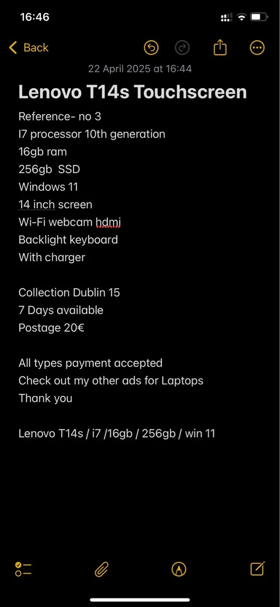 Lenovo T14s / i7 /16gb / 256gb / win 11 - Image 2