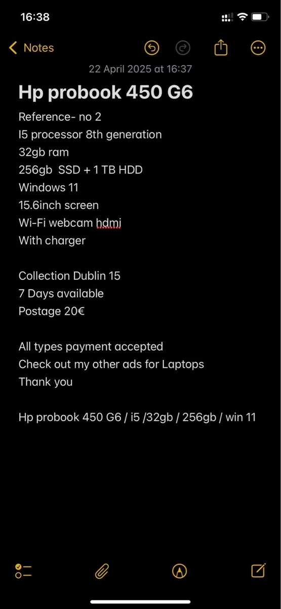 Hp probook 450 G6 / i5 /32gb / 256gb / win 11 - Image 2