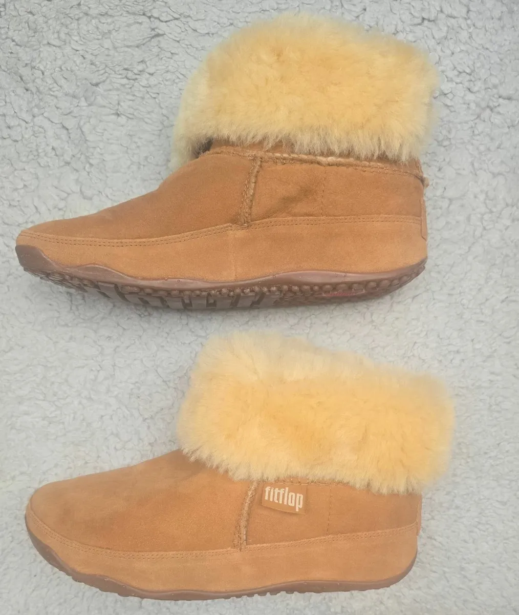 Fitflop Mukluk Shorty Shearling Boots Tan - Image 4