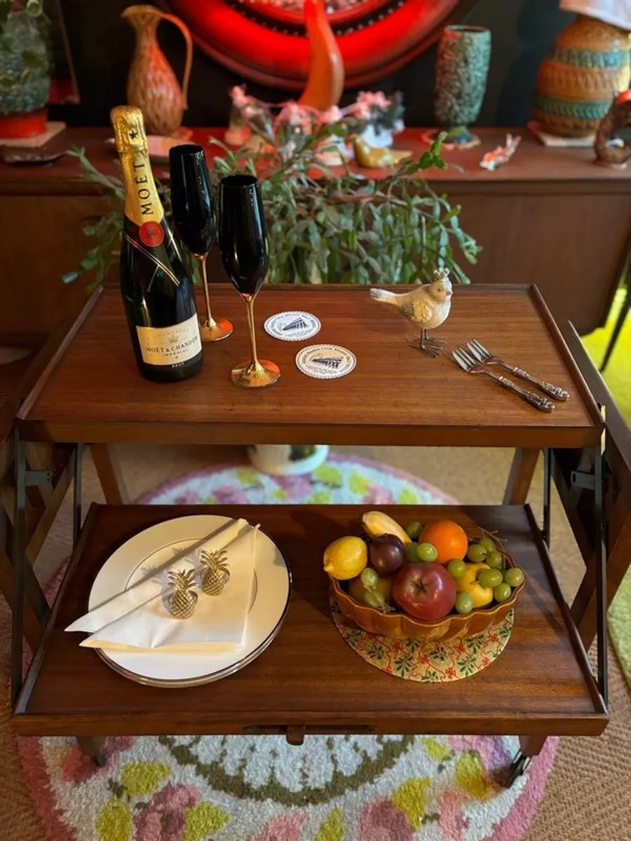 Mid century Metamorphic drinks/serving trolley - Image 2