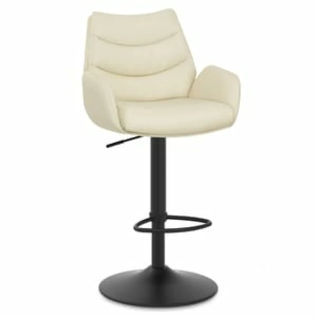 Real Leather Gas Lift Bar Stools (Cream) - Image 2