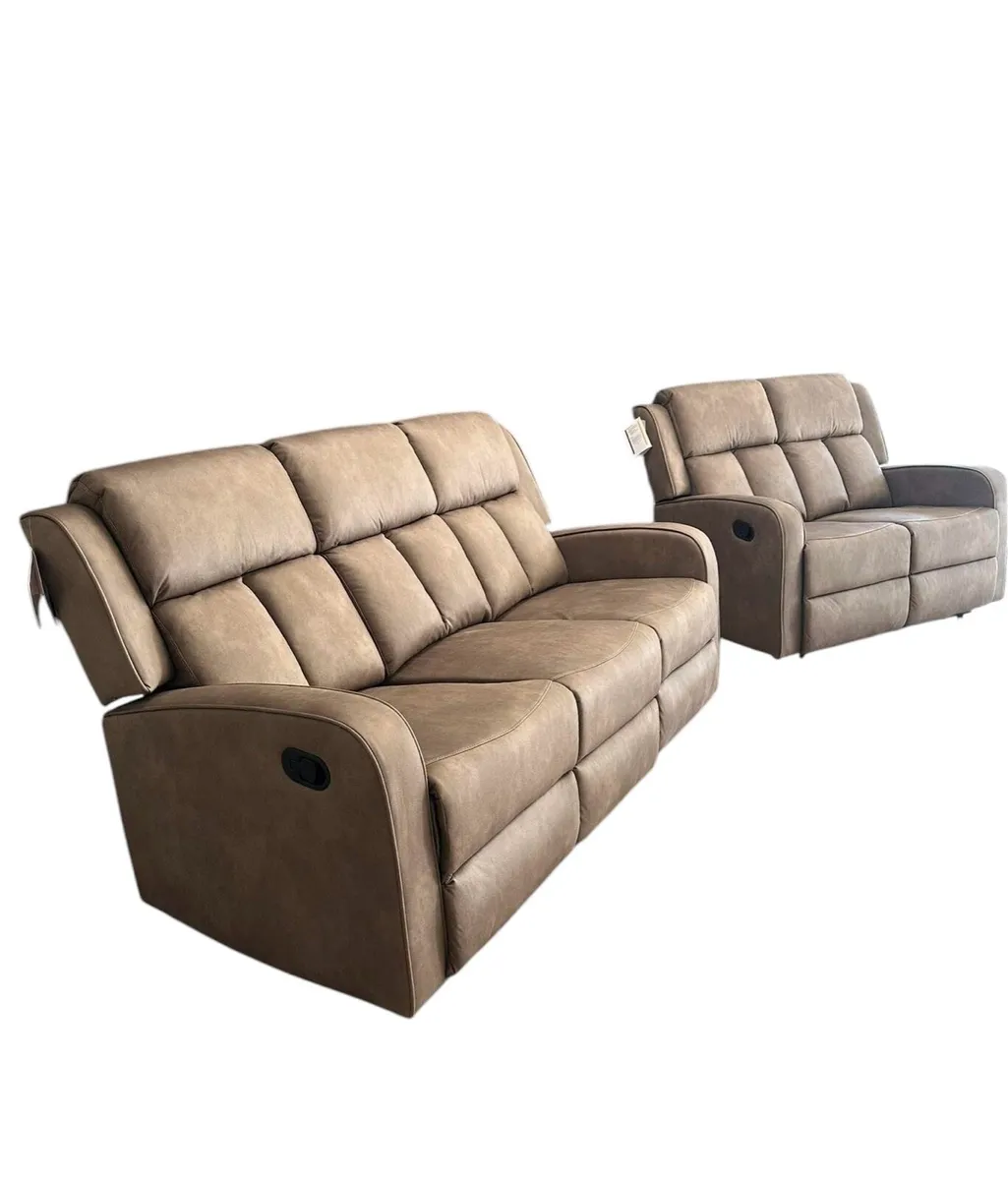 Taupe 3 seater & 2 seater reclining sofa set - Image 1