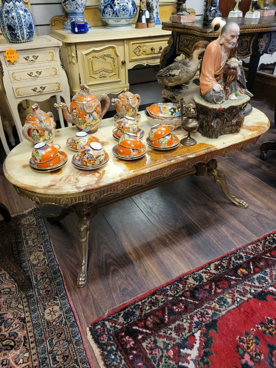 Marble & brass coffee table