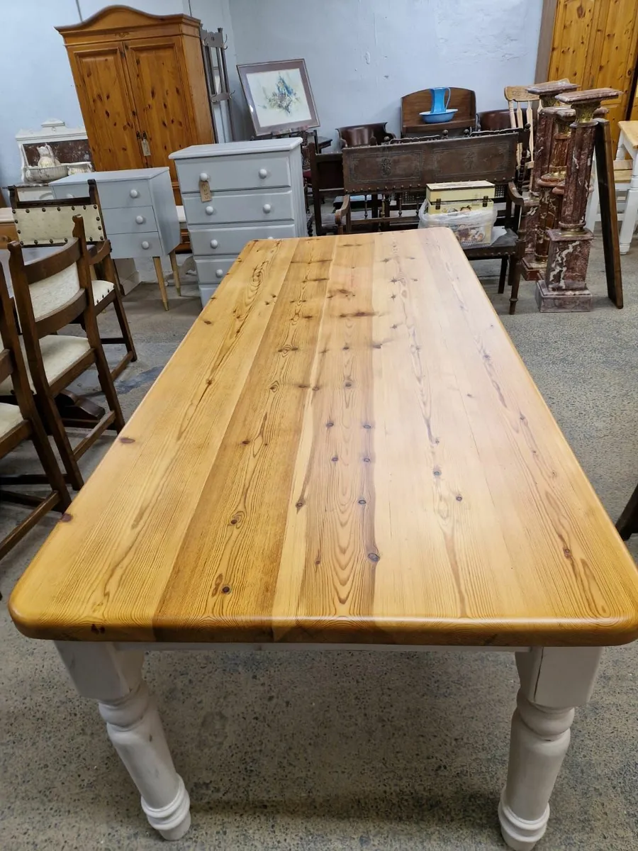7ft long vintage farmhouse kitchen table - Image 2
