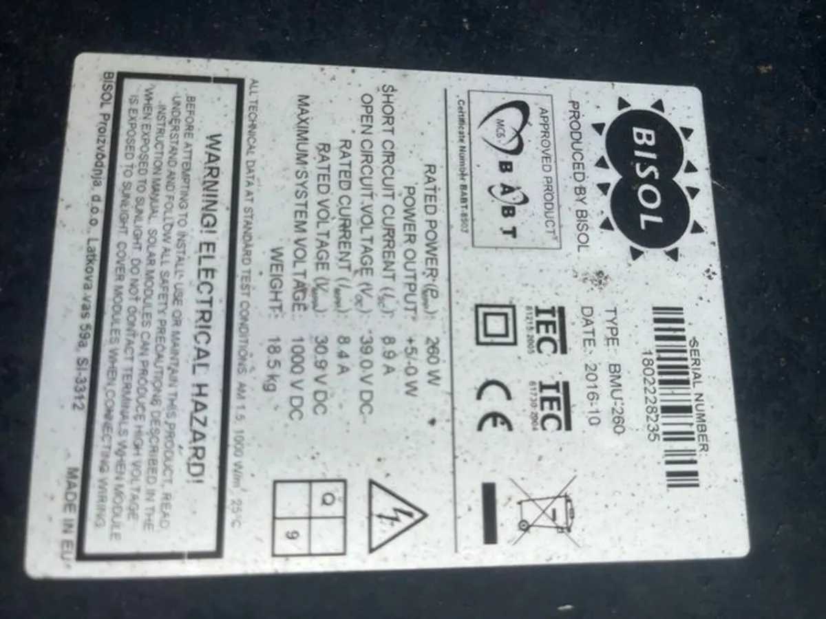 2.3KW Goodwe Inverter, Six 260W Bisol PV Panels - Image 3