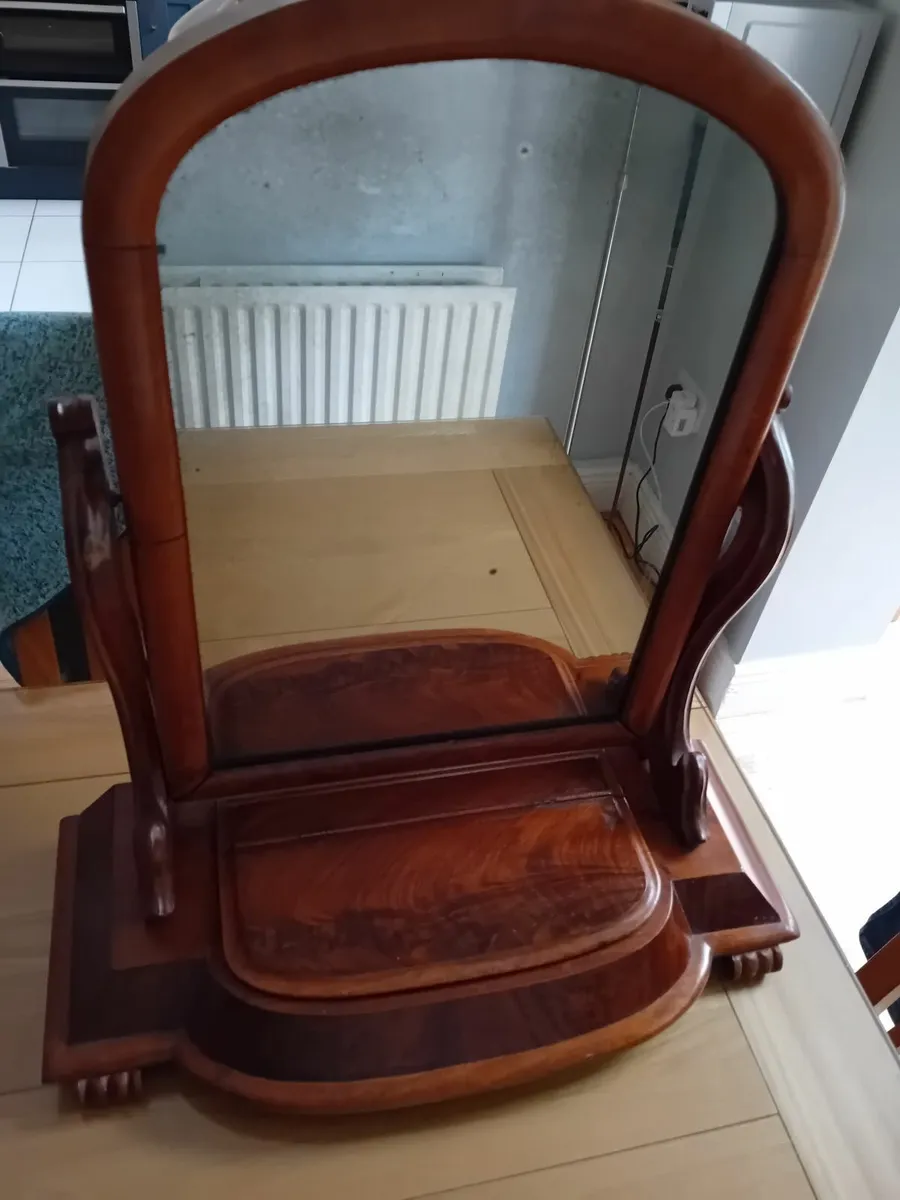 Antique rosewood mirror and jewellery box - Image 3
