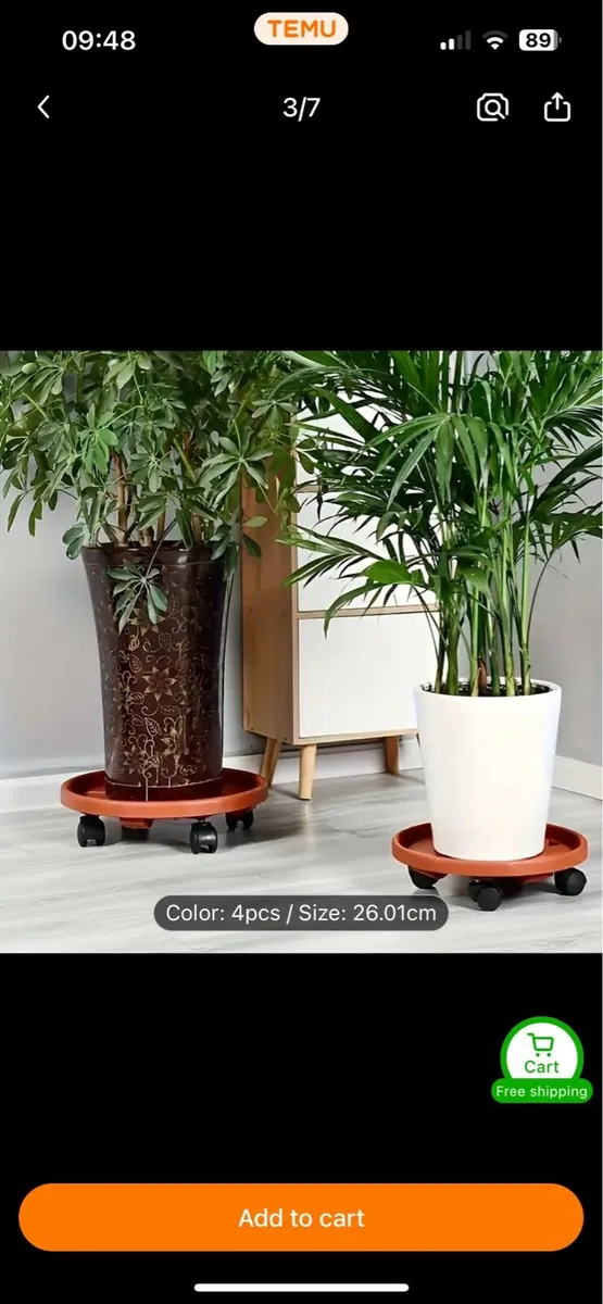 Plant Pot coaster on wheels X4 - Image 1