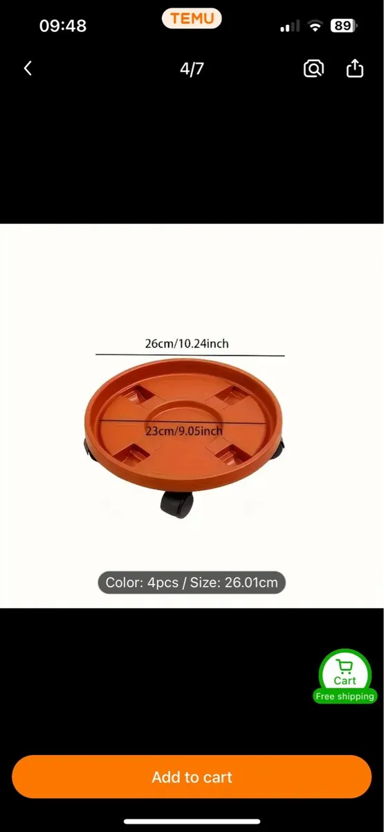 Plant Pot coaster on wheels X4 - Image 2