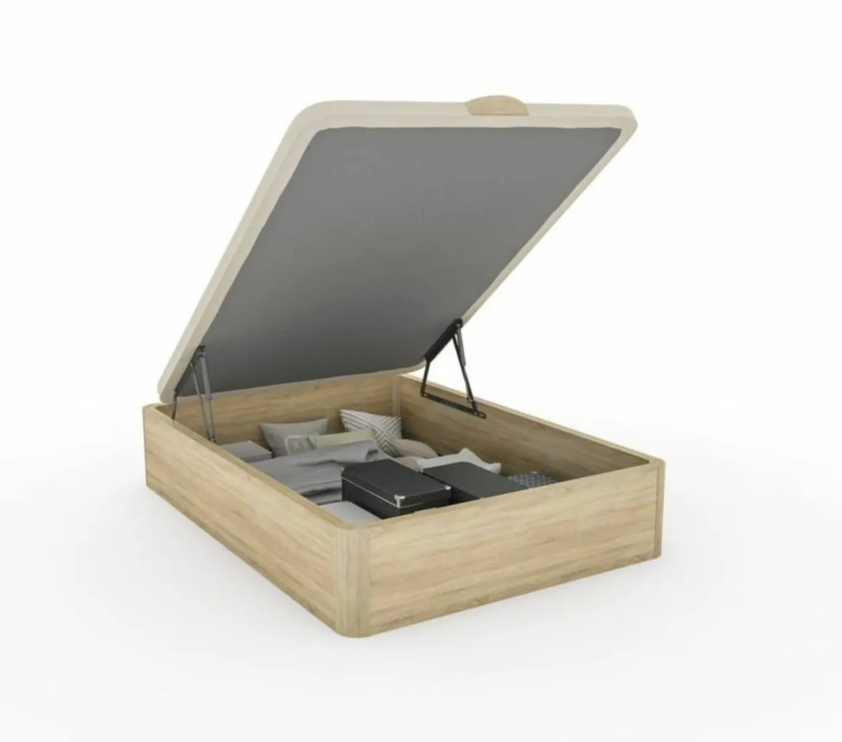 Oak Ottoman Storage Bed - Double - Image 2