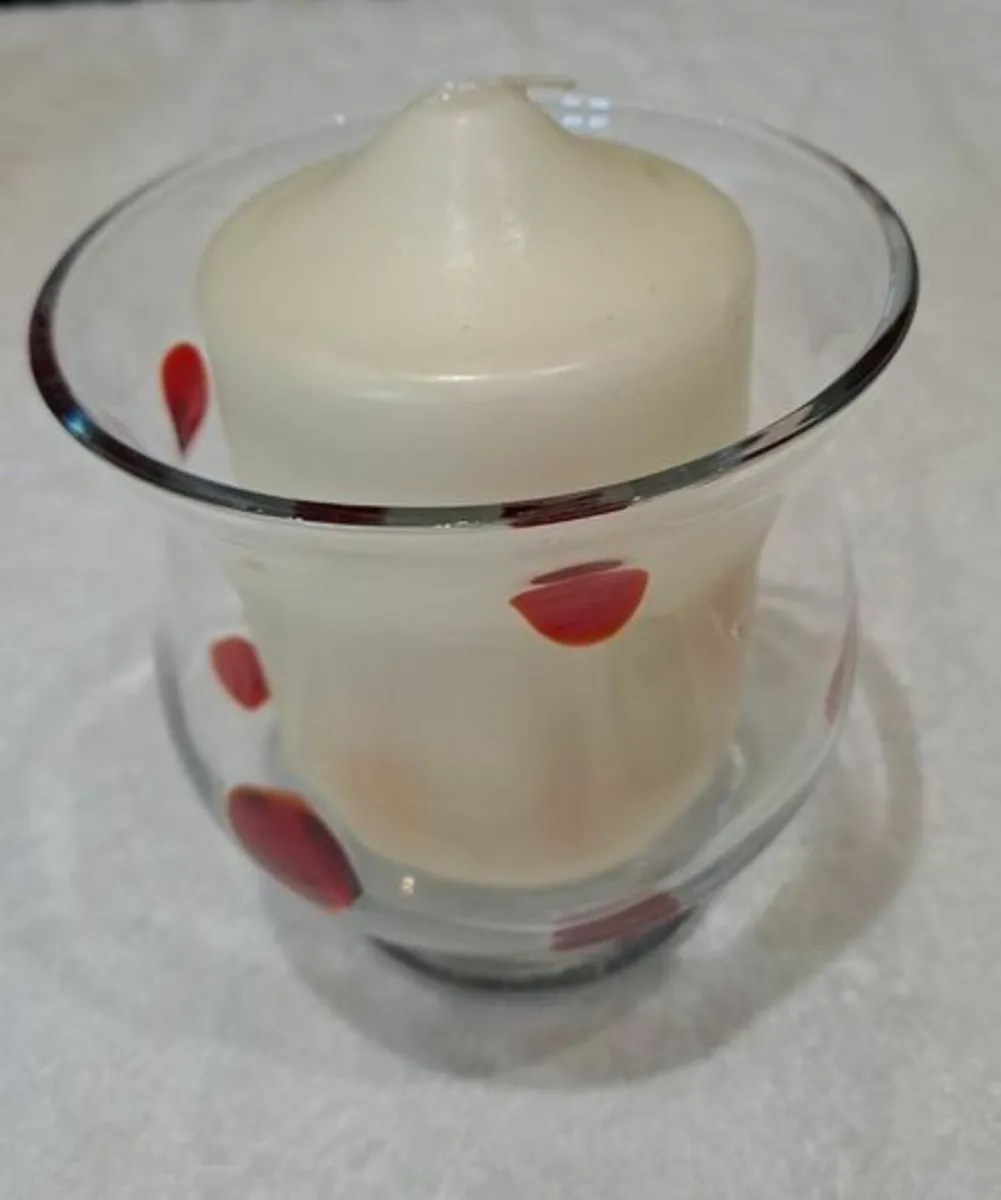 Vintage glass vase polka dot - Image 1