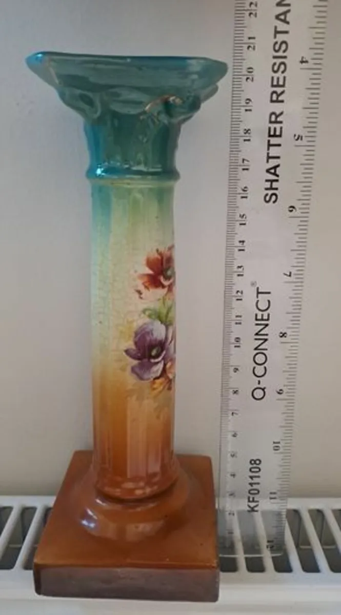 Vintage floral painted candlestick - Image 2