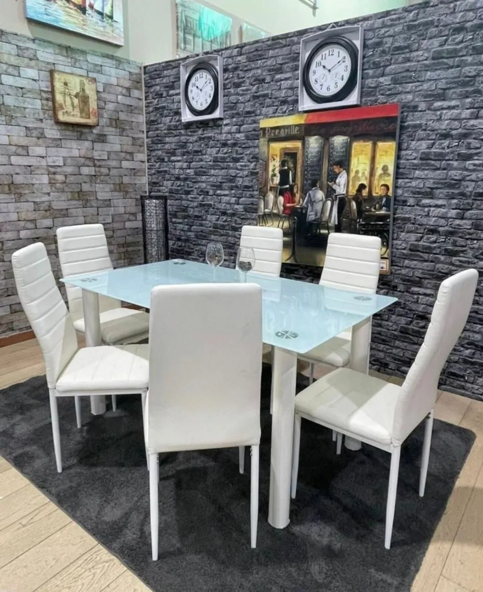 Glass dining table set with 6 chairs Free Delivery - Image 1