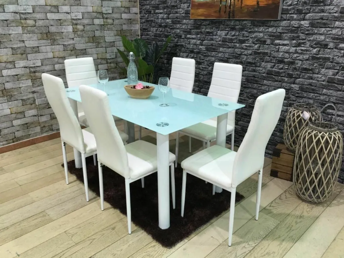 Glass dining table set with 6 chairs Free Delivery - Image 3