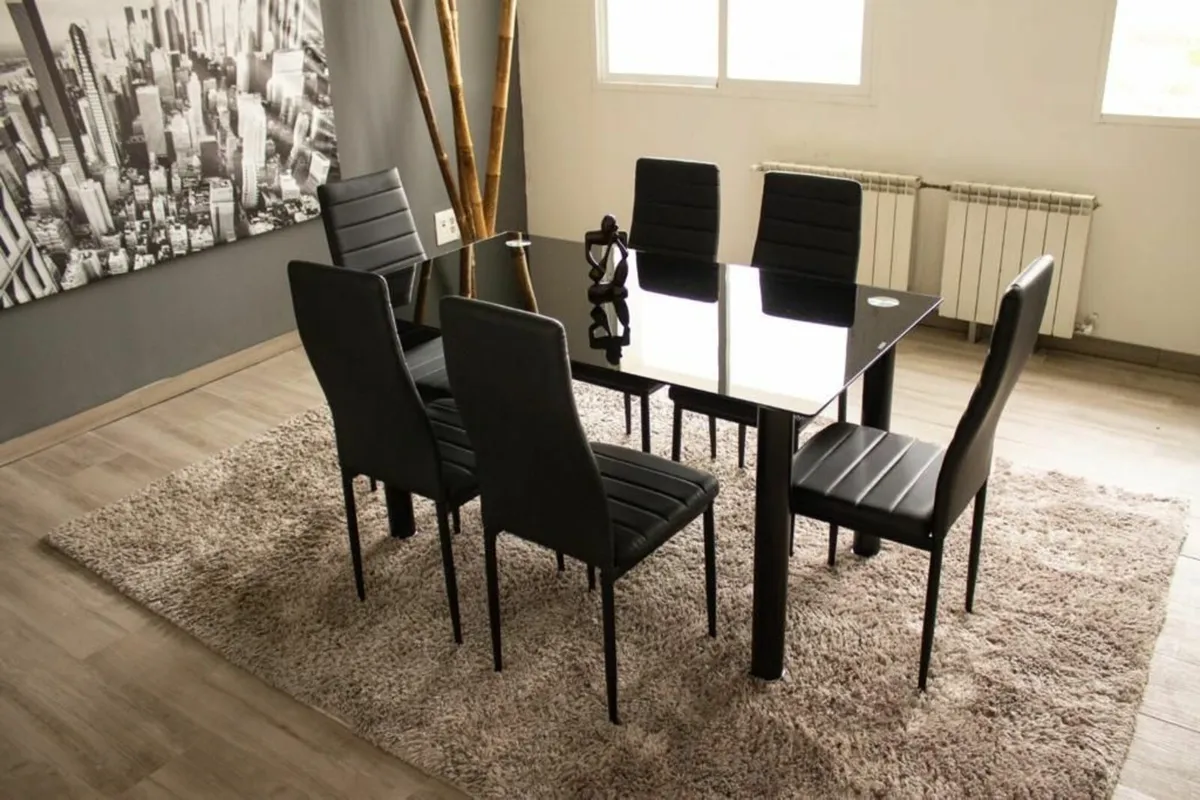 Glass dining table set with 6 chairs Free Delivery - Image 1