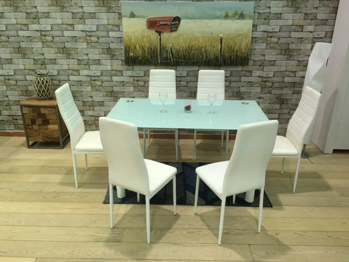 Glass dining table set with 6 chairs Free Delivery - Image 1