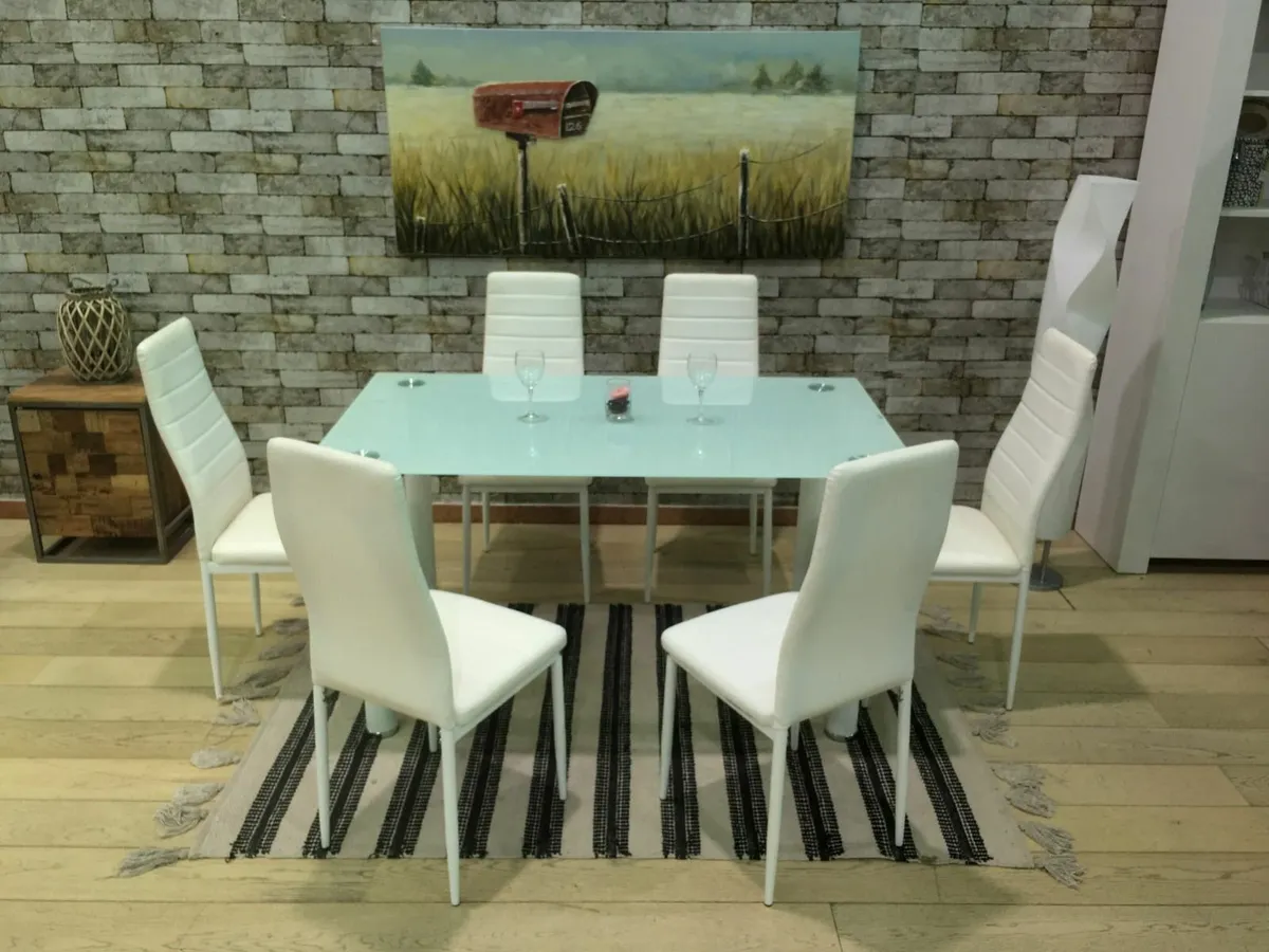 Glass dining table set with 6 chairs Free Delivery - Image 2