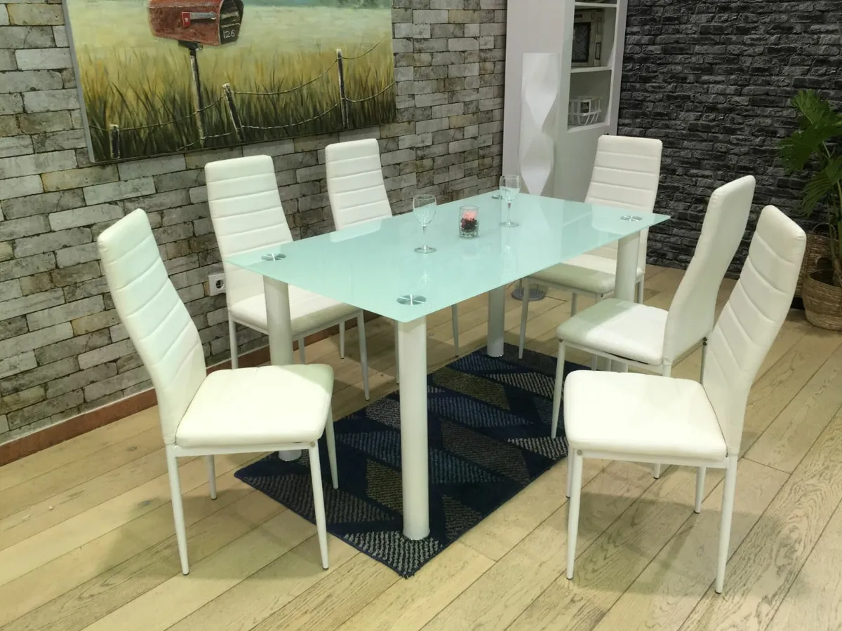 Glass dining table set with 6 chairs Free Delivery - Image 4