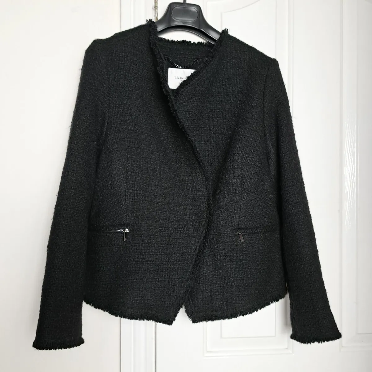 LK Bennett Black Tweed Wool Jacket 14UK/42EU - Image 1