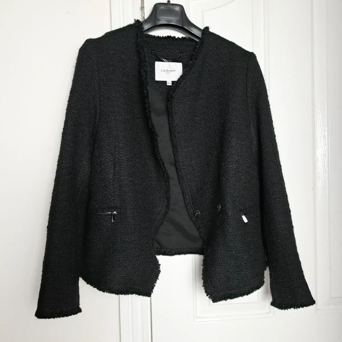 LK Bennett Black Tweed Wool Jacket 14UK/42EU - Image 2