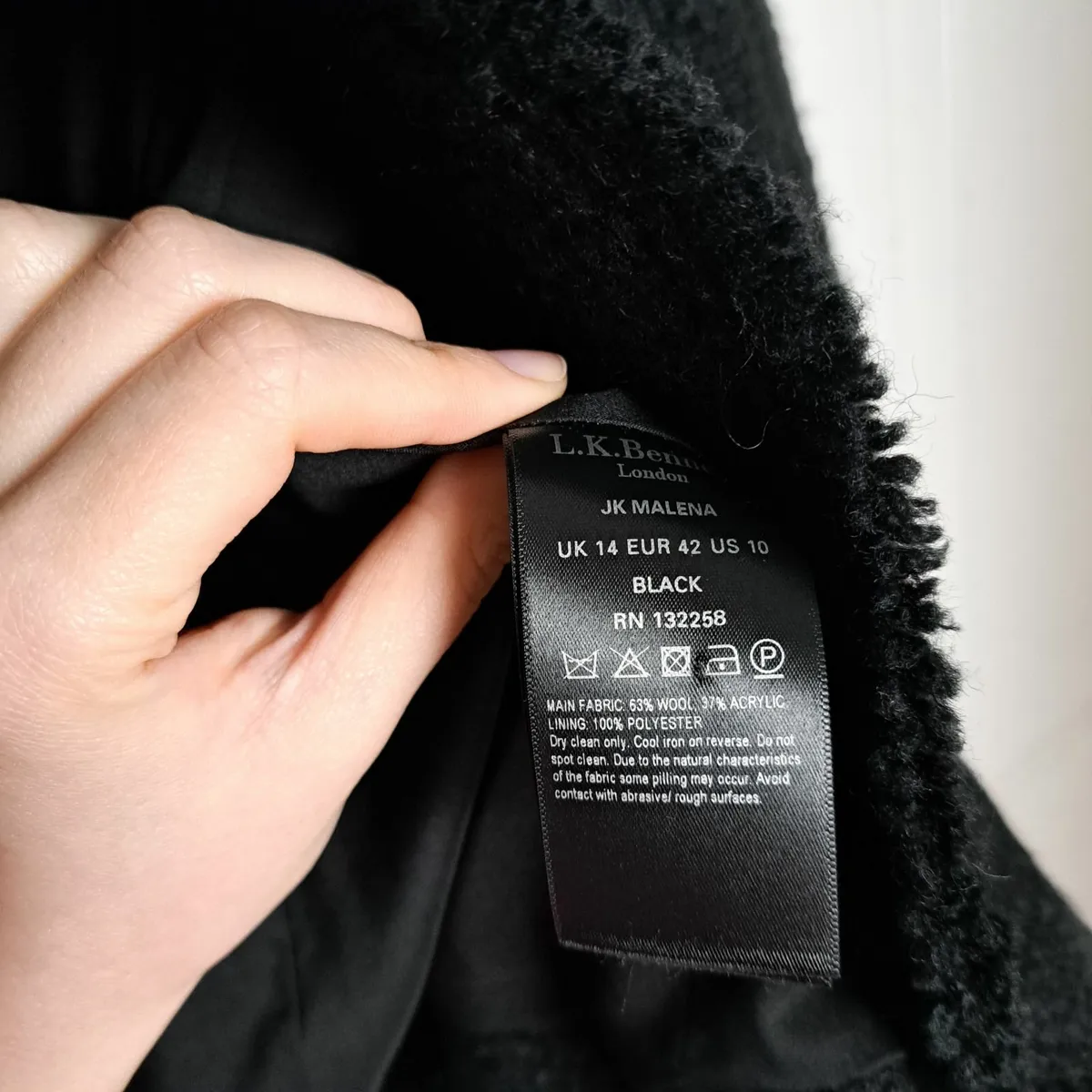 LK Bennett Black Tweed Wool Jacket 14UK/42EU - Image 4