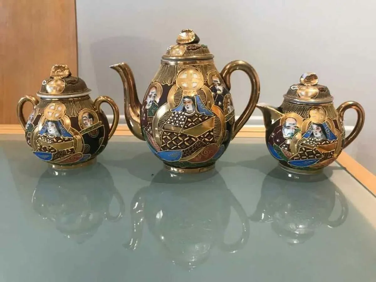 Vintage Japanese genuine Samurai porcelain teaset - Image 3