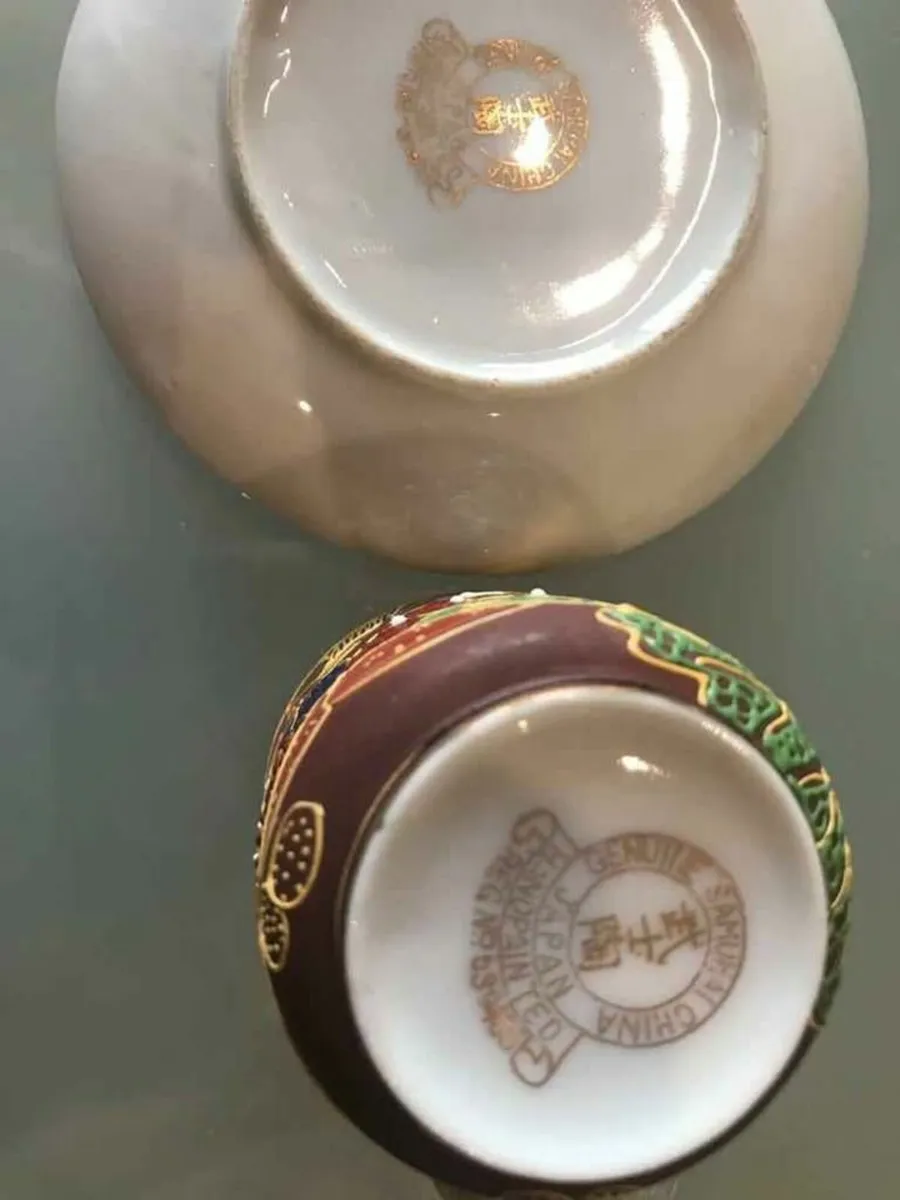 Vintage Japanese genuine Samurai porcelain teaset - Image 4