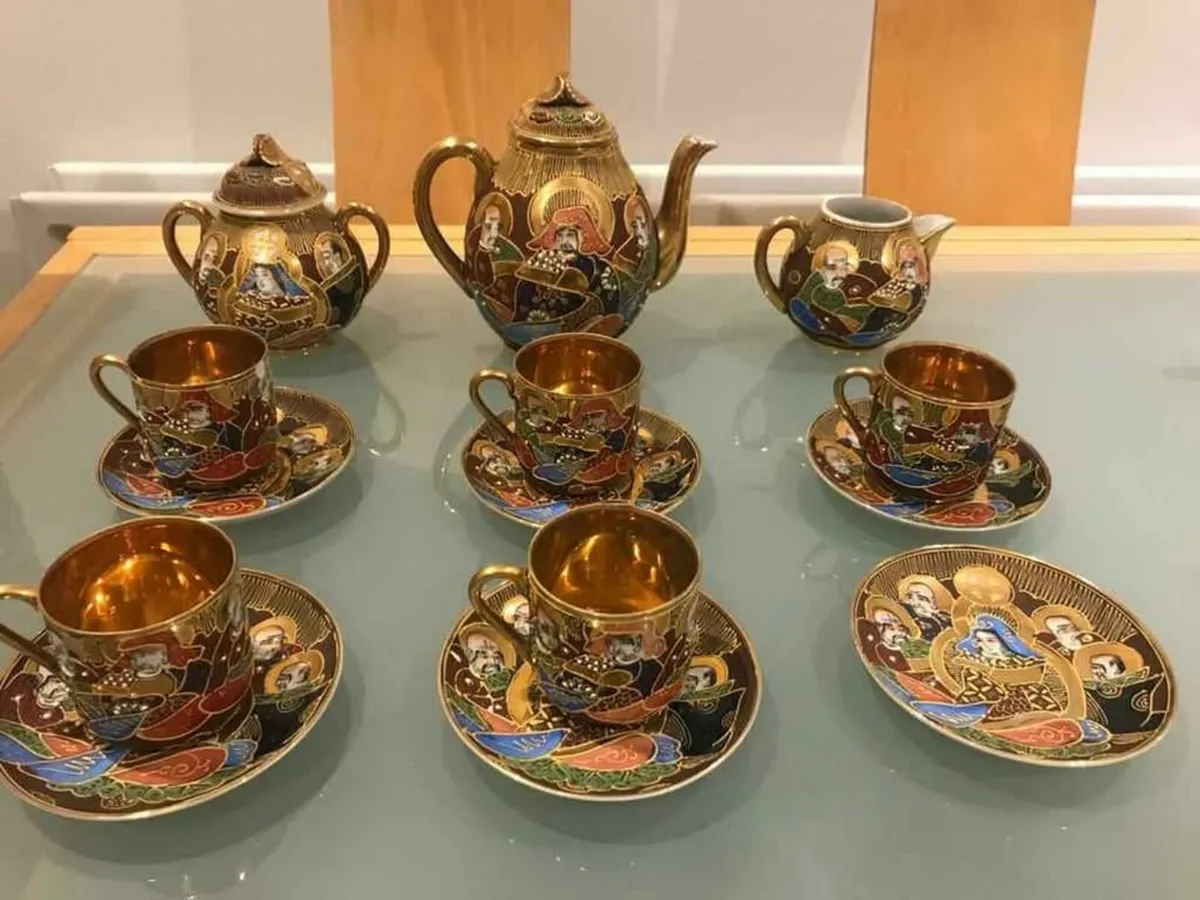 Vintage Japanese genuine Samurai porcelain teaset - Image 1