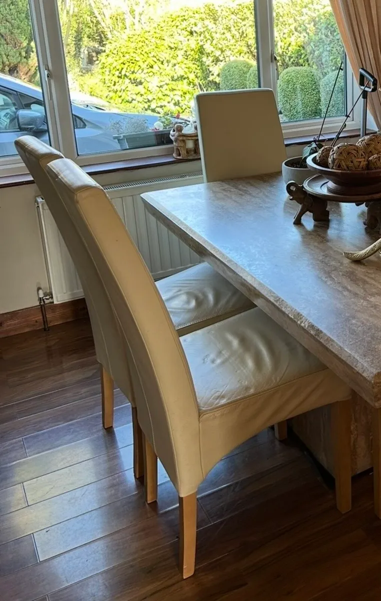 Dining chairs - 6 cream leather - Image 1