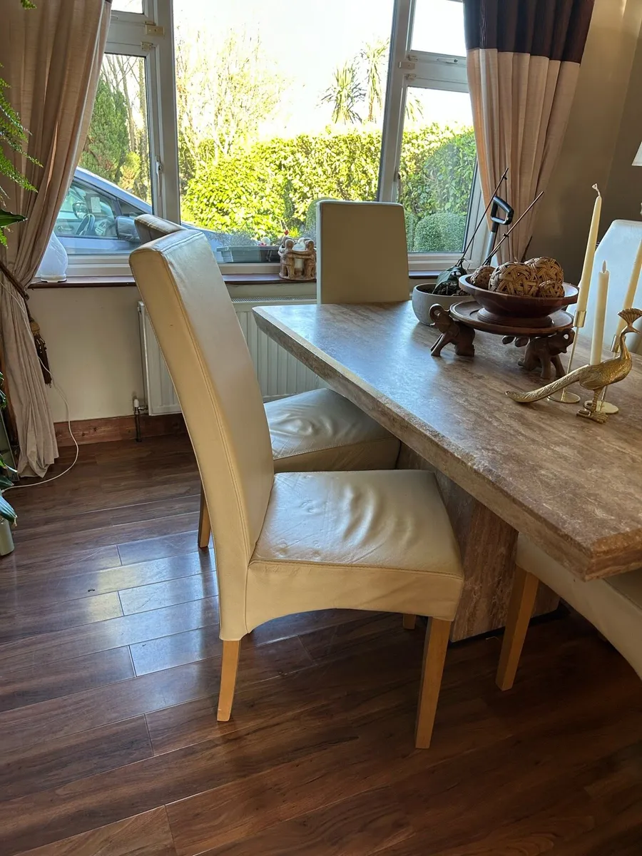 Dining chairs - 6 cream leather - Image 2