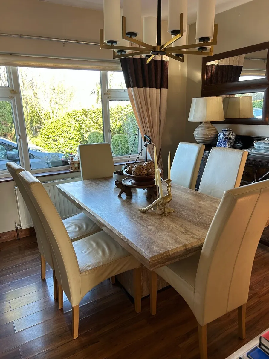 Dining chairs - 6 cream leather - Image 3