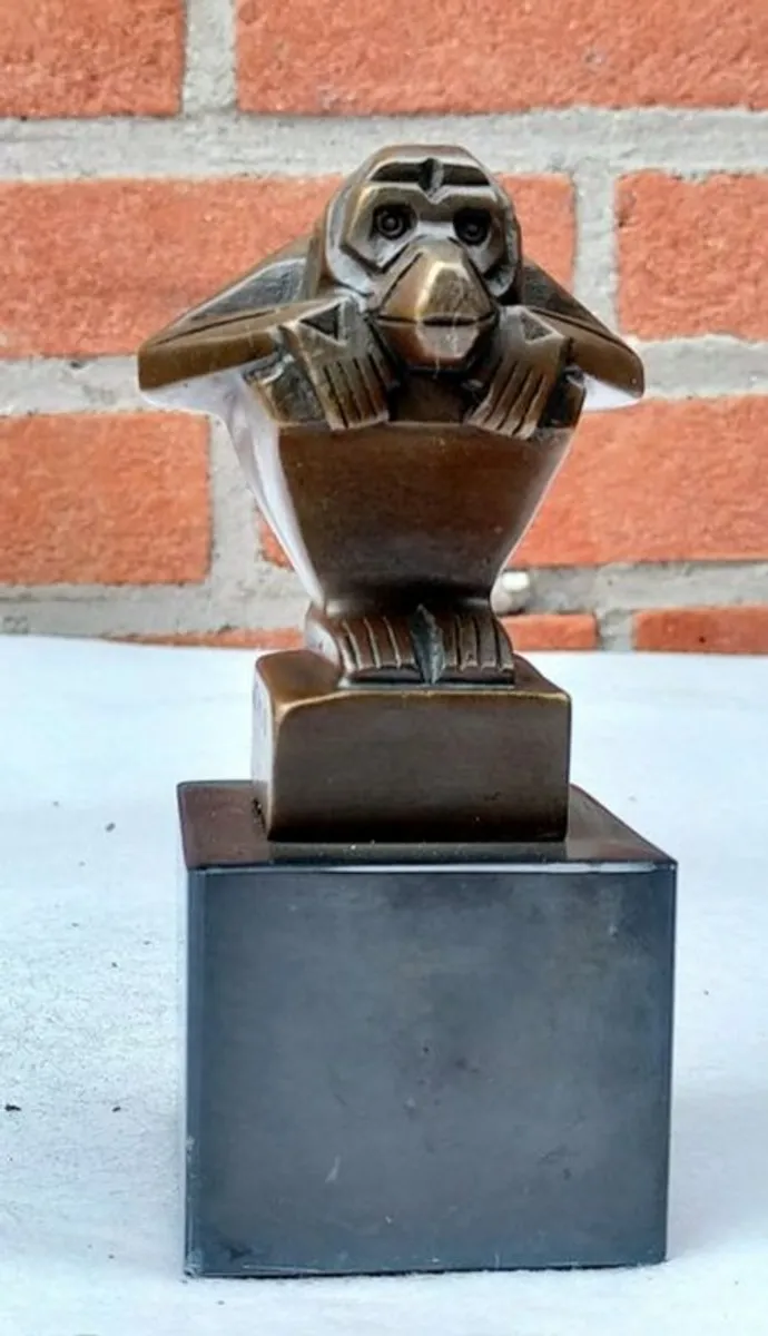 Art-Deco Monkey - Bronze, Marble (Signed) - Image 1