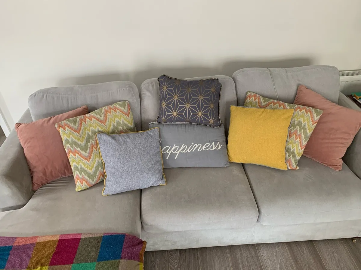 Happiness Cushion and Geometric Print Cushion - Image 2