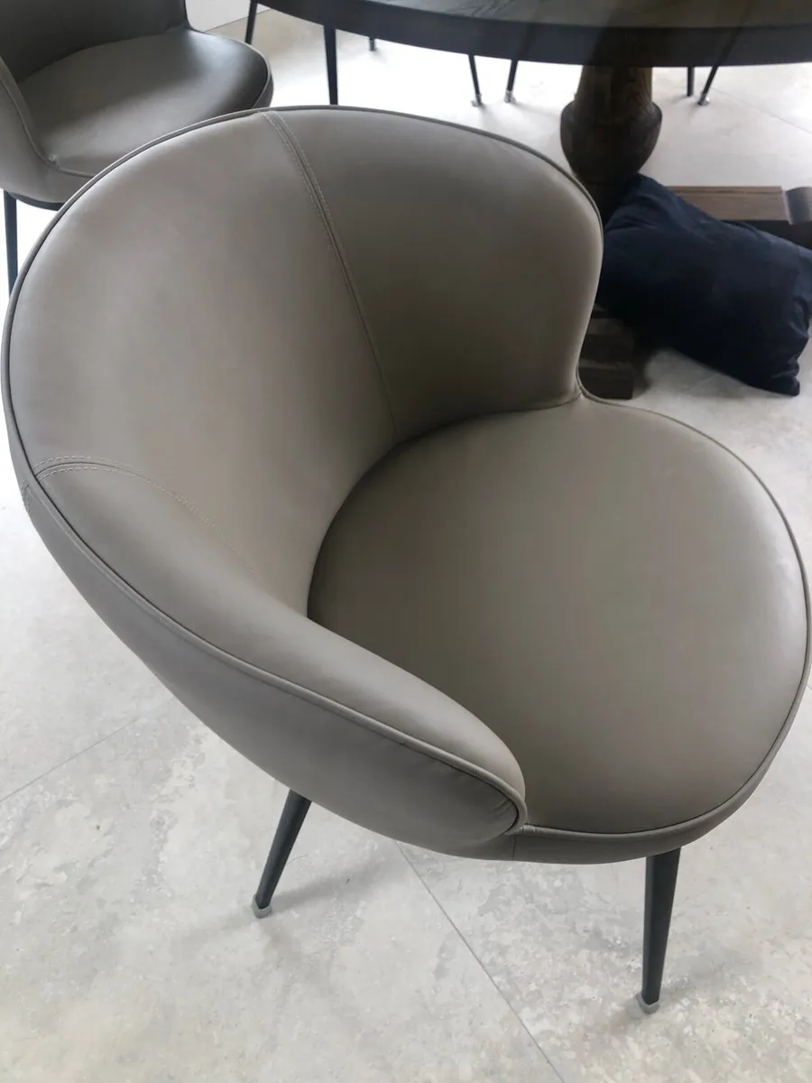 Carver Faux Leather Dining Chairs x6 - Image 3