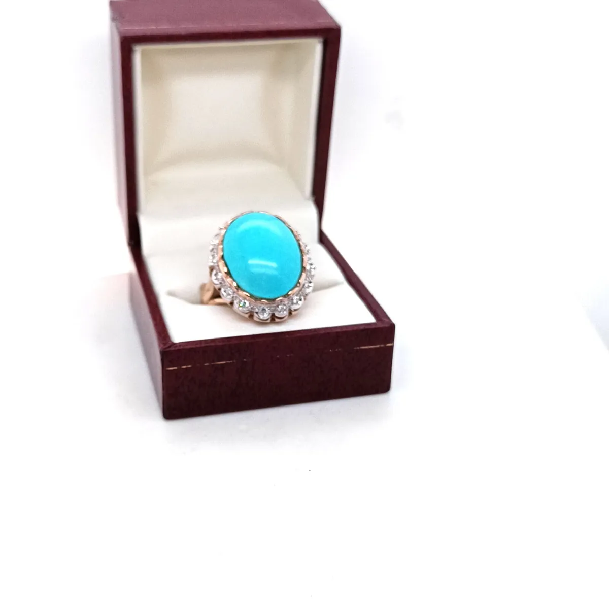 Edwardian 18k Gold Ring ,Turquoise & Diamond - Image 1