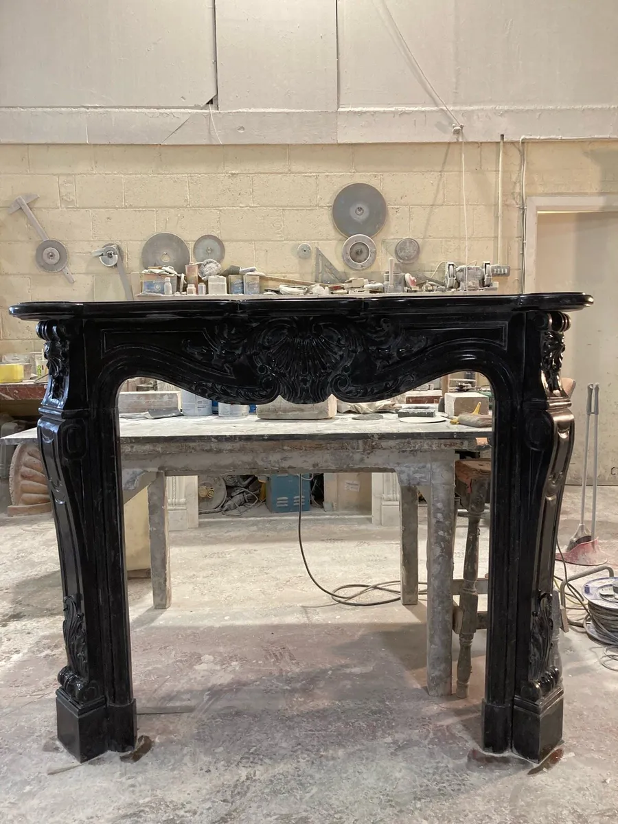 Black marble fireplace - Image 1