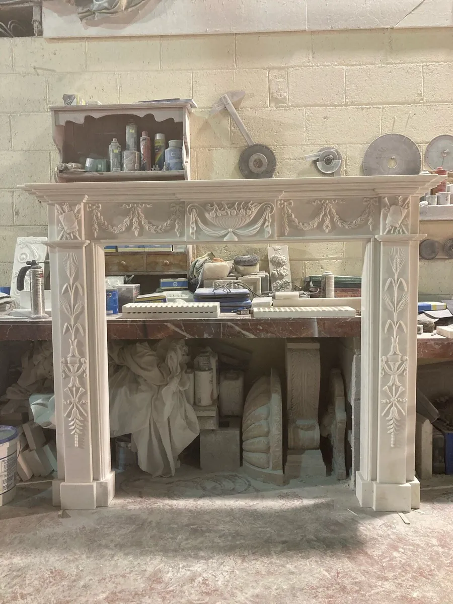 Adams style white marble fireplace - Image 1