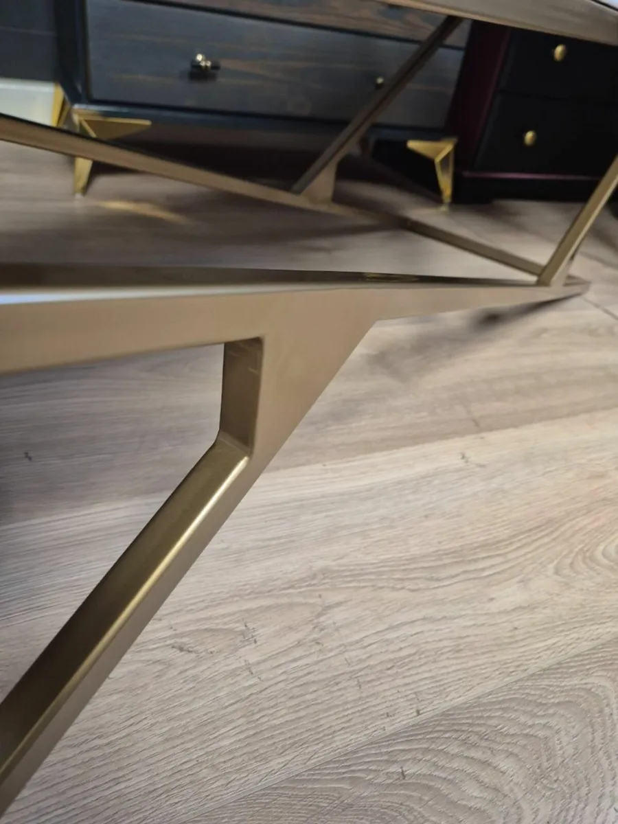 Metal-Framed Bench 140x40cm Gold Frame Eco Leather - Image 4