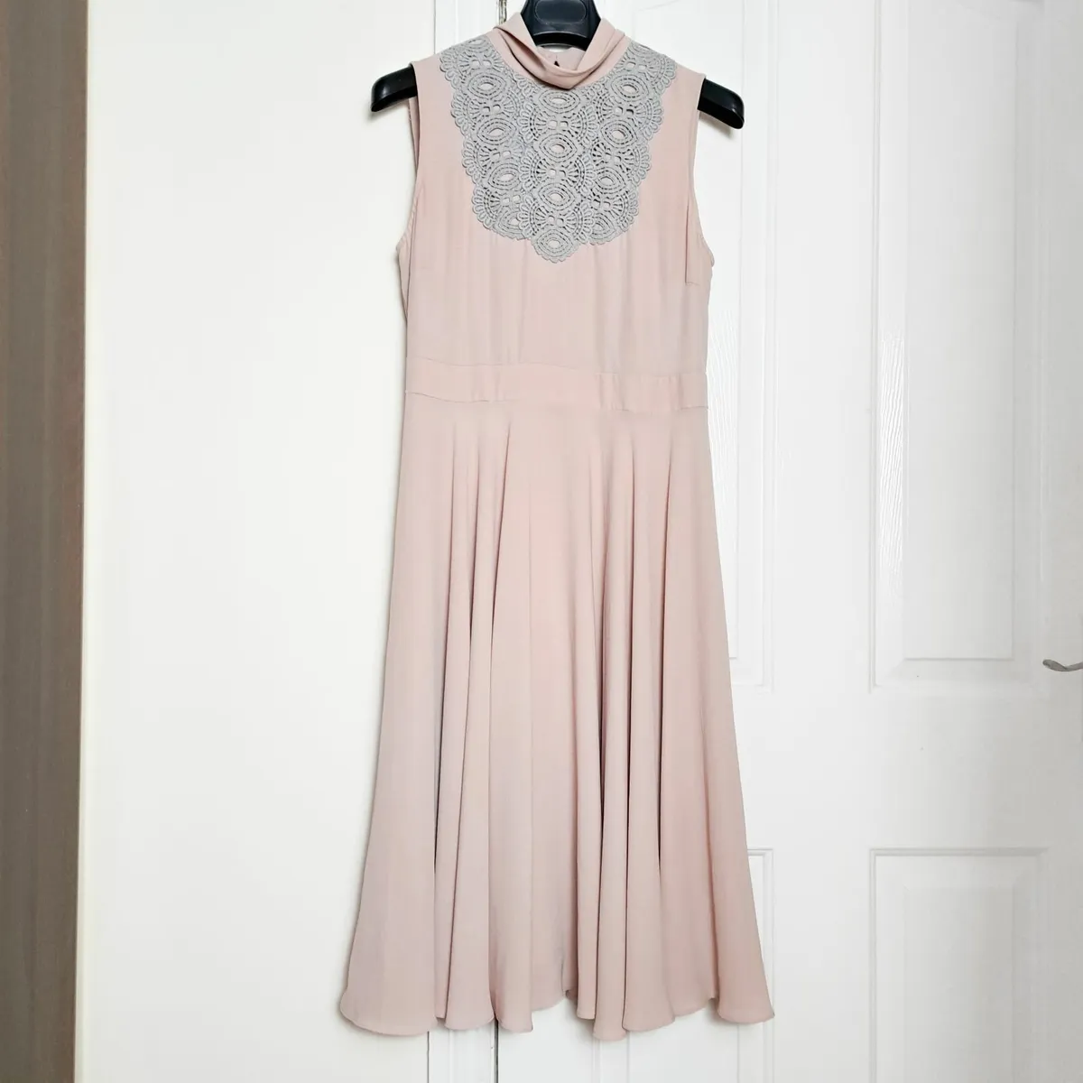 Hobbs Beige Pink Neutral Midi Dress 10UK/38EU - Image 1