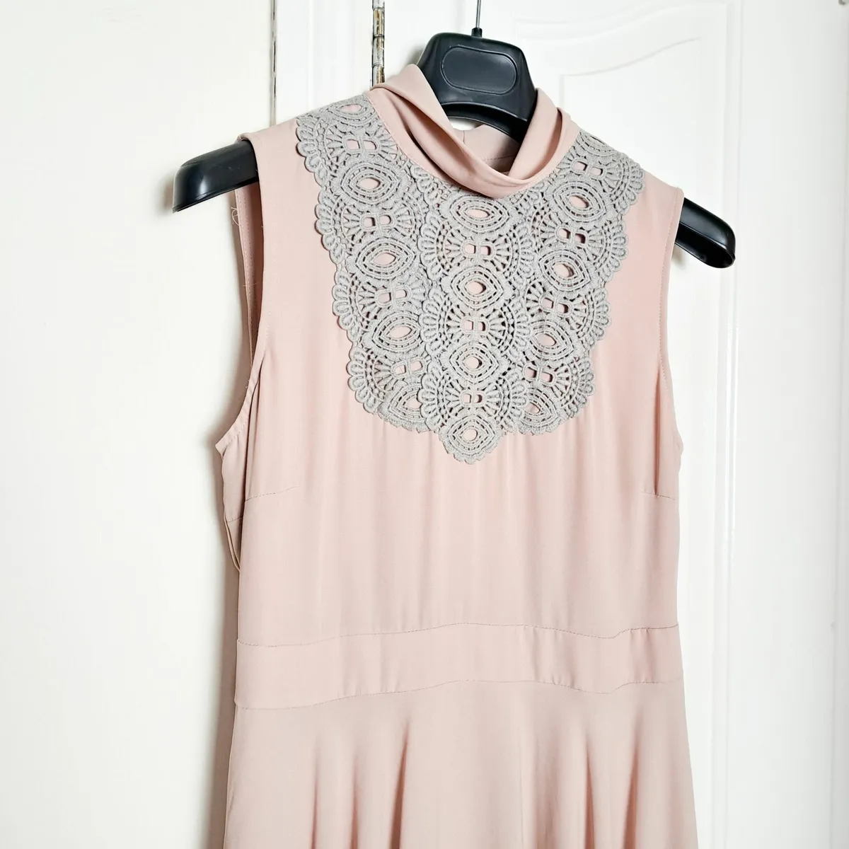 Hobbs Beige Pink Neutral Midi Dress 10UK/38EU - Image 2