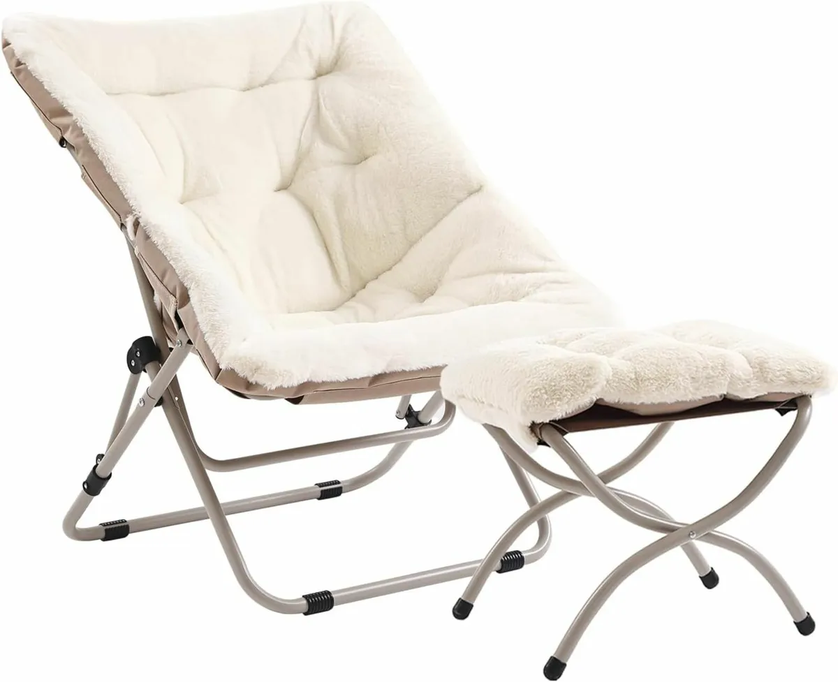 Comfy Saucer Chair Ottoman Oversized Foldable - Image 2