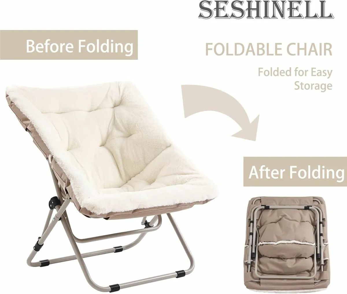 Comfy Saucer Chair Ottoman Oversized Foldable - Image 3
