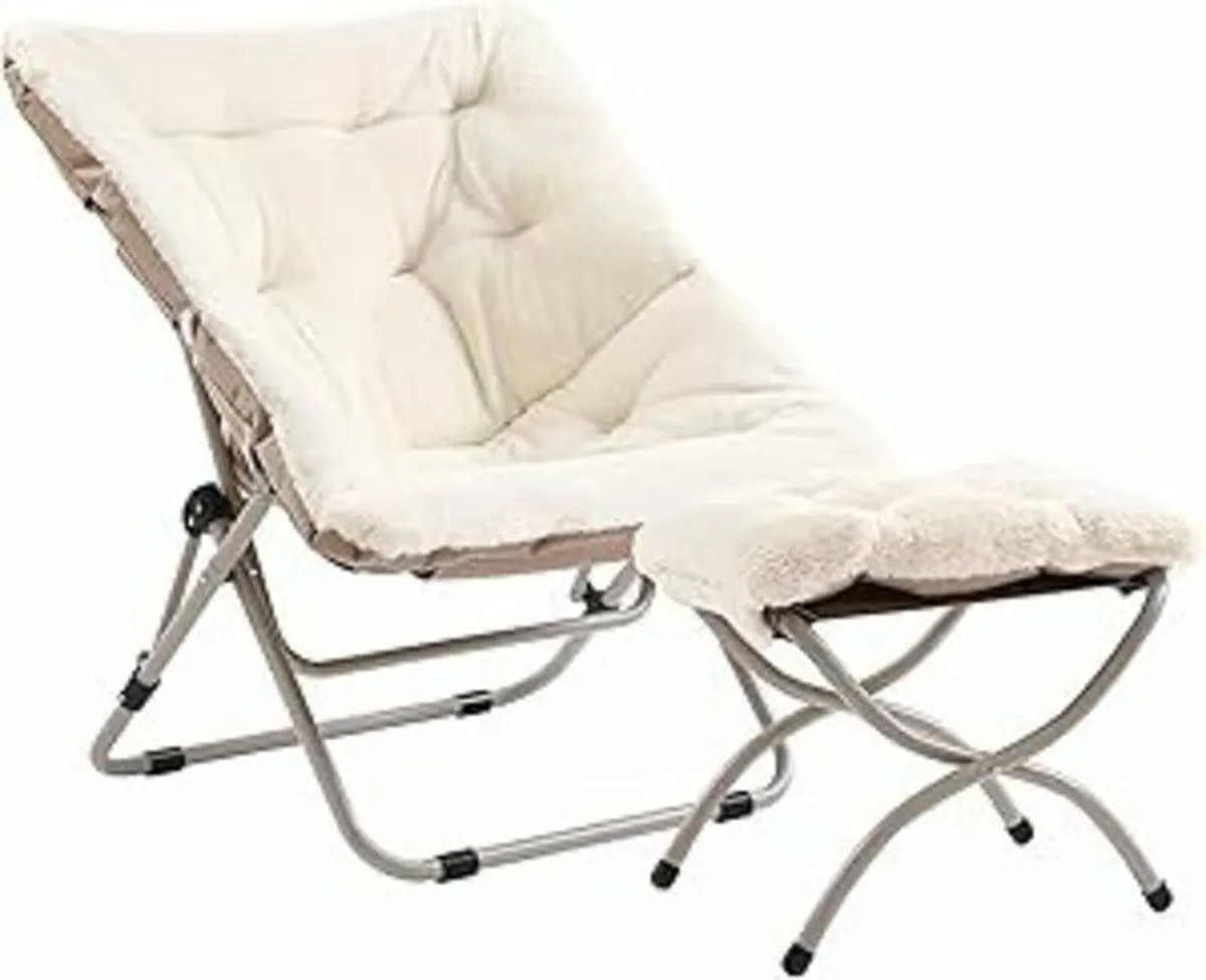 Comfy Saucer Chair Ottoman Oversized Foldable - Image 4