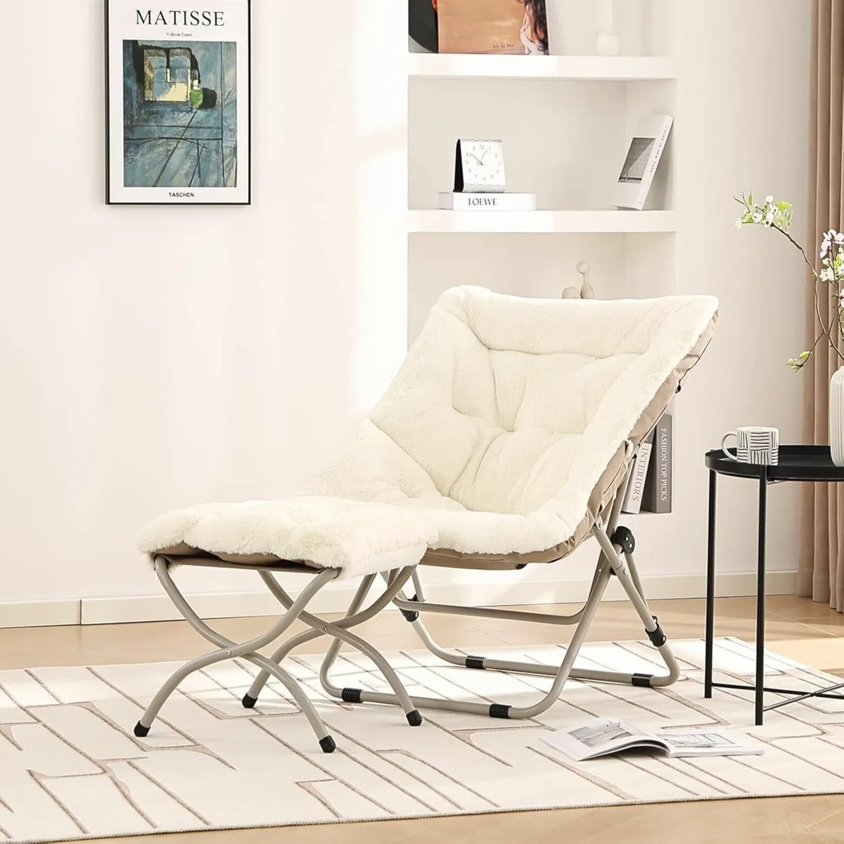 Comfy Saucer Chair Ottoman Oversized Foldable - Image 1