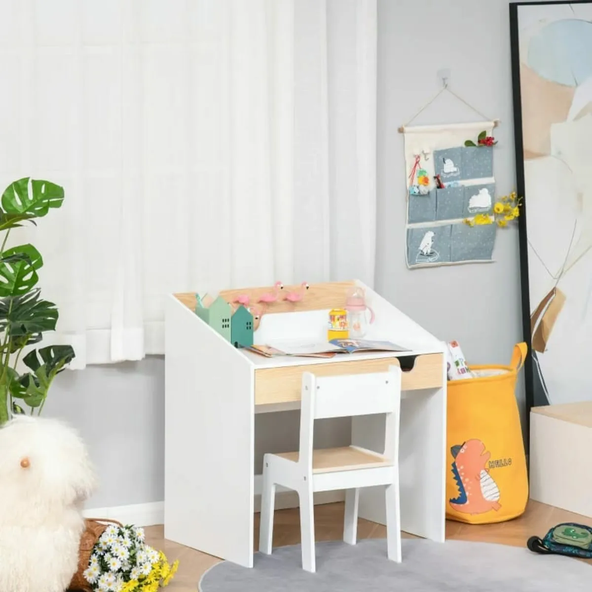 Kids Desk and Chair Set 2 Pieces Children Study Ta - Image 2