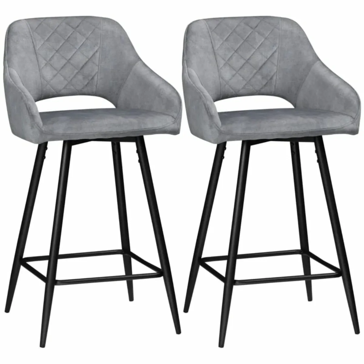 Bar Stools Set of 2, Velvet-Touch Fabric Counter H - Image 1