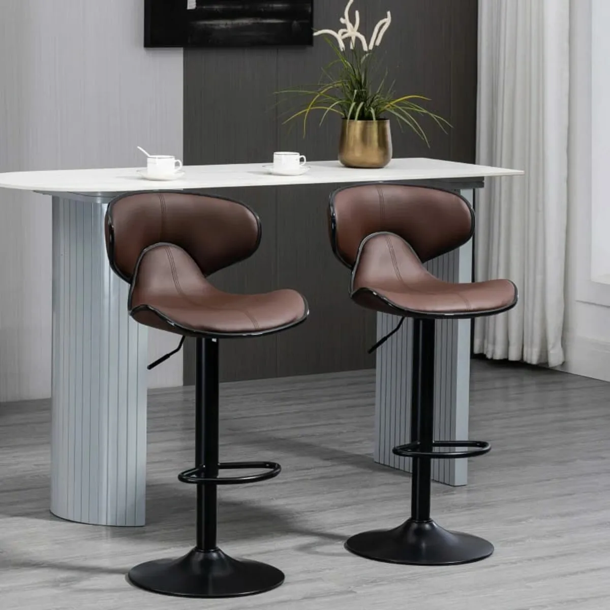 Adjustable Swivel Bar Stools Set of 2, Barstools w - Image 2