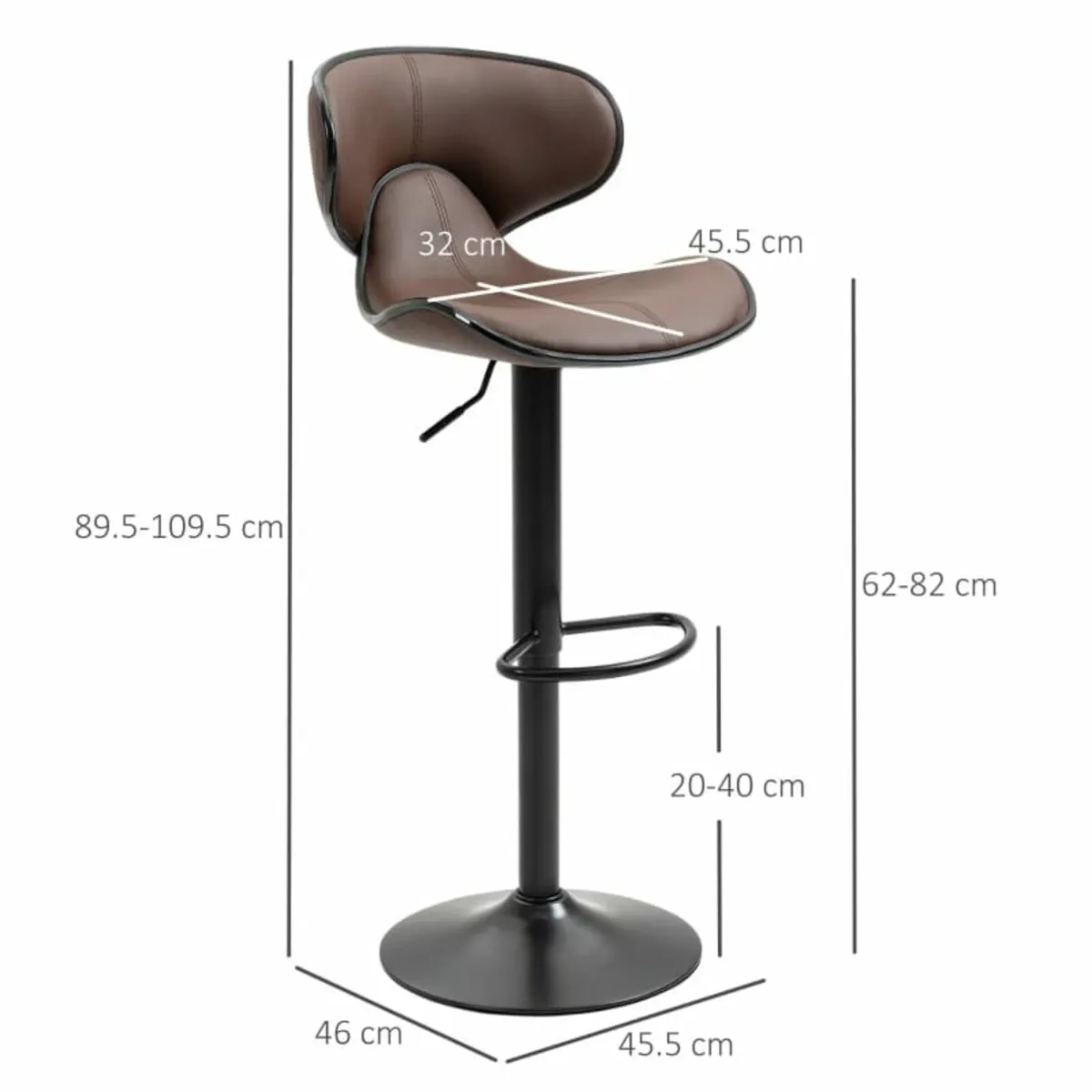 Adjustable Swivel Bar Stools Set of 2, Barstools w - Image 3