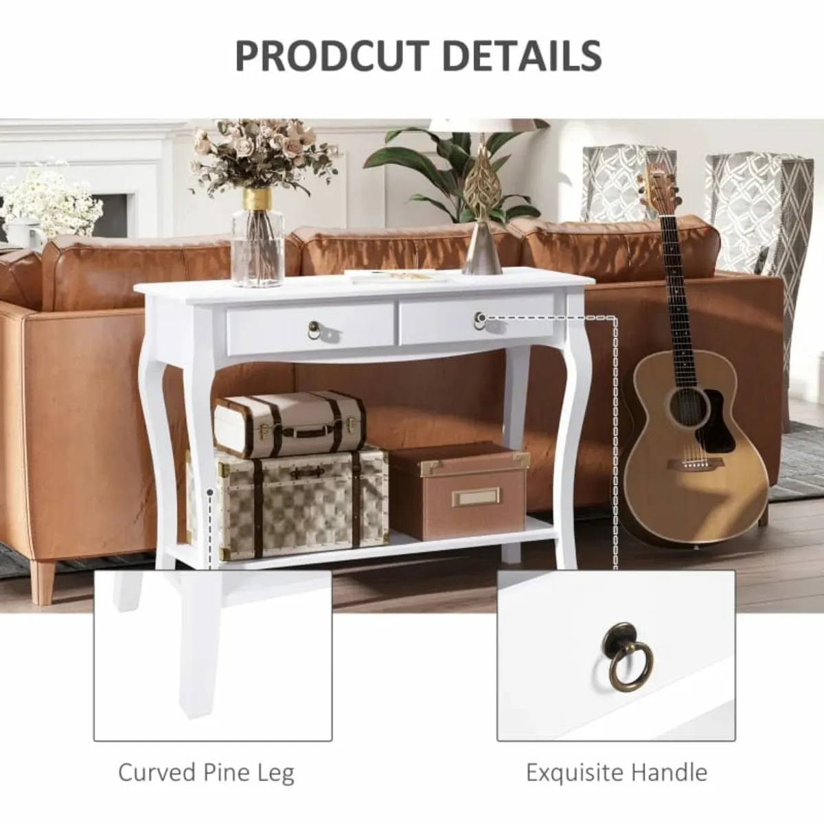 Console Table Modern Sofa Side Desk with Storage S - Image 4